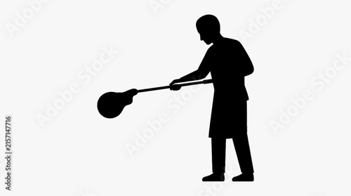 Chef Cooking in Professional Kitchen, Culinary Worker Stirring Food in Pan and Restaurant Food Preparation Vector
