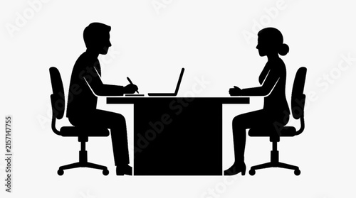 Job Interview Between Employer and Job Candidate in Office, Professional Recruitment and Hiring Concept Vector