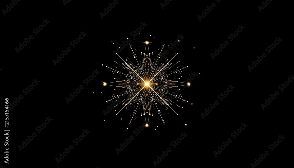 Fototapeta premium Blue glowing fireworks explosion with sparkling light trails on black background