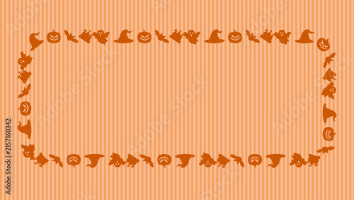 Cuadro en lienzo Orange halloween pattern border frame on striped textured background with hallow