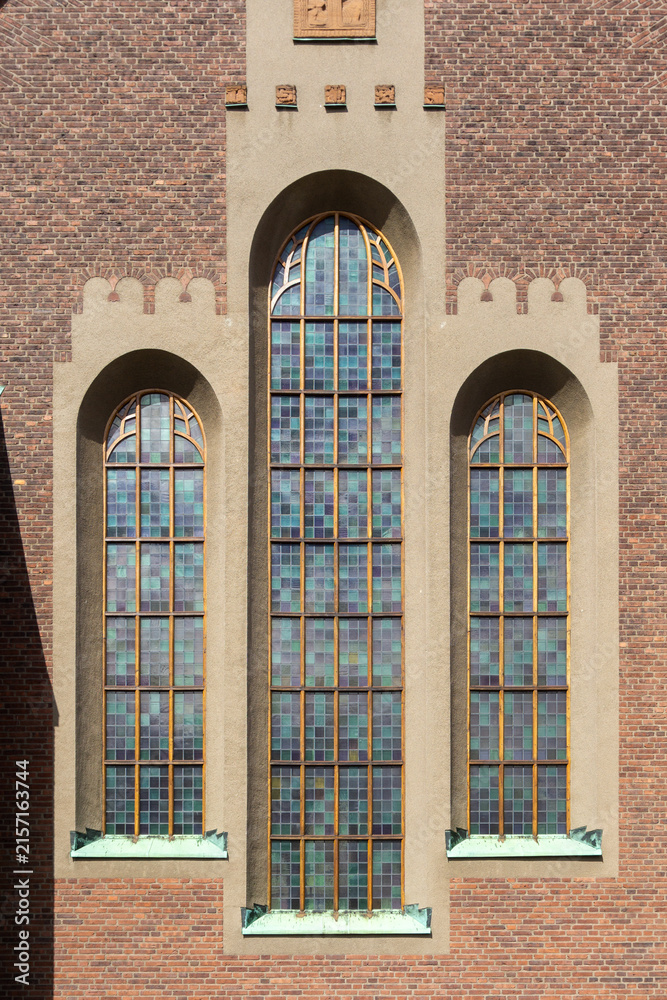 Obraz premium Engelbrekt church stained glass windows in Östermalm Stockholm