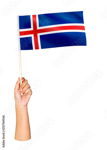 Foto Png Iceland's flag in hand on transparent background