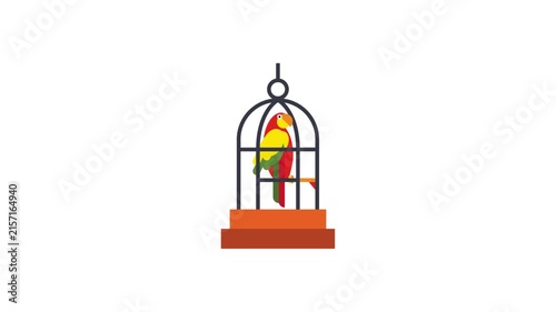Parrot in Cage Icon Animation
