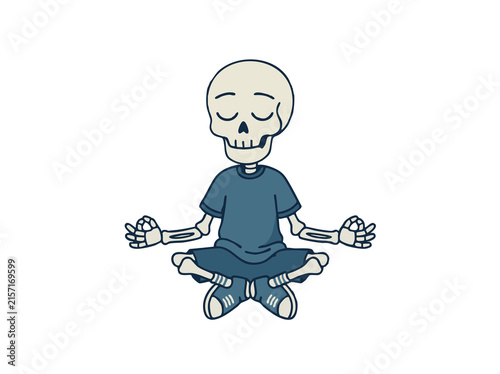 Halloween Skeleton meditating in lotus