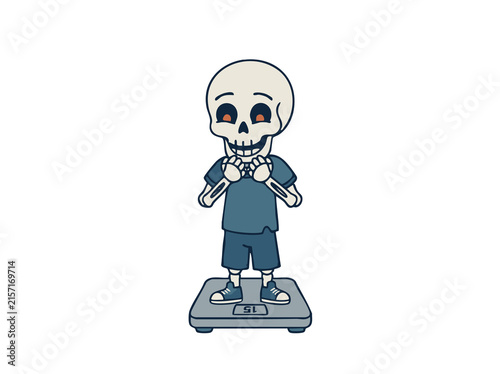 Halloween Skeleton checks body weight