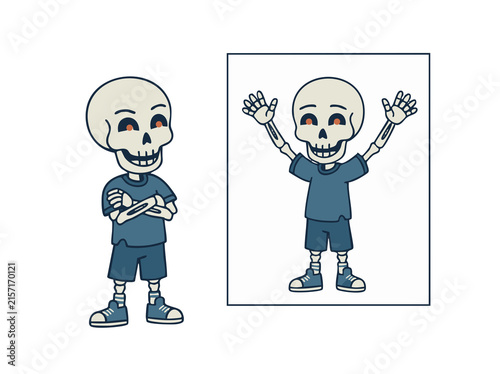 Halloween Cartoon skeleton crossing arms