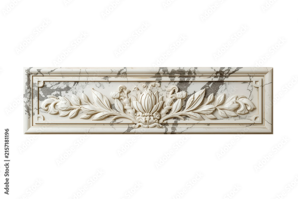 Fototapeta premium White marble botanical relief panel