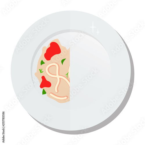 Half Dirty and Half Clean Shiny Round Plate with Leftover Food