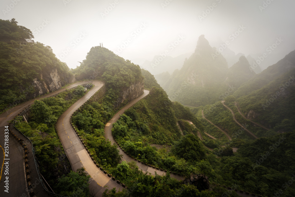 Fototapeta premium Tianmen Mountain winding road in Zhangjiajie National Forest Park China 2024