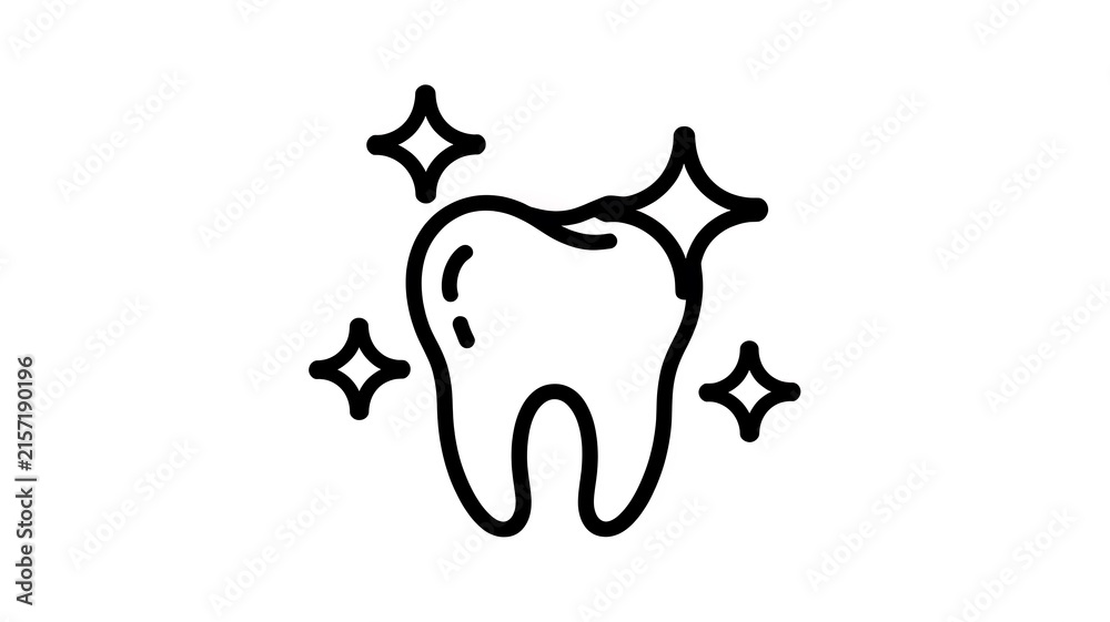 Fototapeta premium Clean white tooth icon with sparkling stars