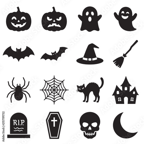Halloween Icon Set with Spooky Symbols and Holiday Elements