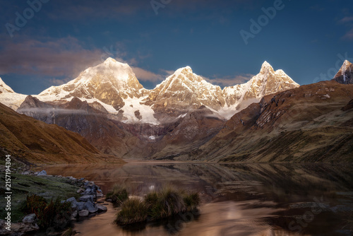 Photography Stunning glacial mountains and lake reflection in Peru 2025 landscape