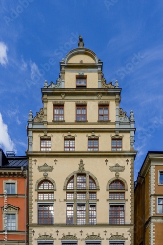Photography Gamla Stan building facade in Old Town Stockholm
