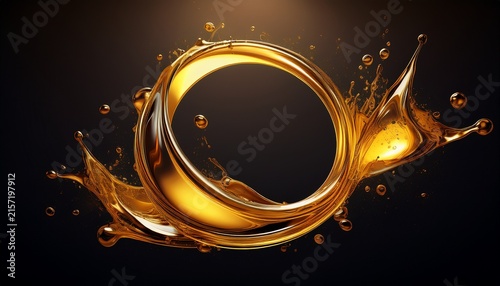 liquid oil circle with dynamic splash effect generative ai