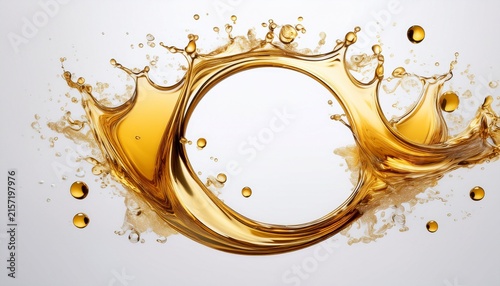splashes of oily liquid arranged in a circle on a white background