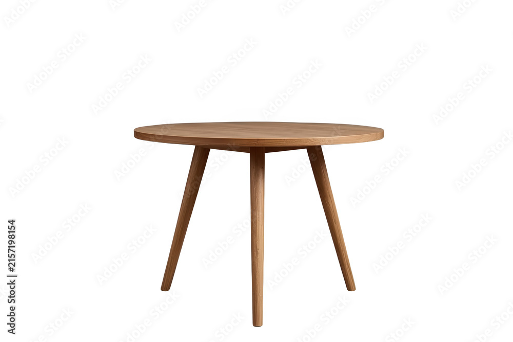Fototapeta premium Minimal round wood table with three angled legs