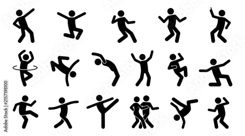 Human Exercise and Fitness Movement Icons Set. Vector Silhouettes of Dynamic Pos