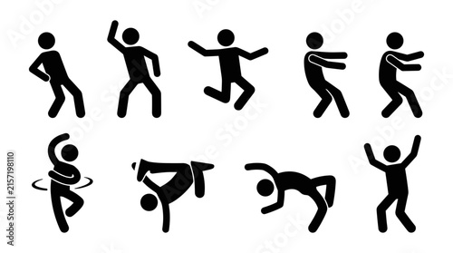 Human Exercise Icons Set in Dynamic Poses. Vector Silhouette Workout Illustratio