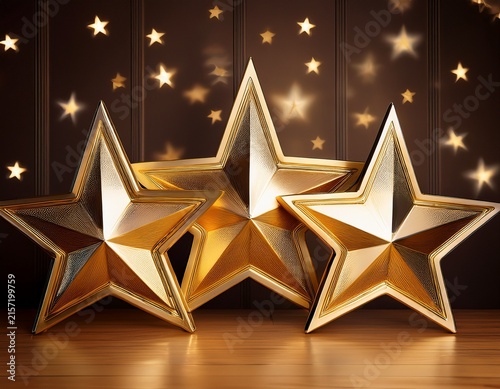 golden stars trio brighten up the scene for celebration and positive vibe