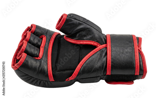 Foto Black and red fingerless MMA gloves for combat sports training and sparring