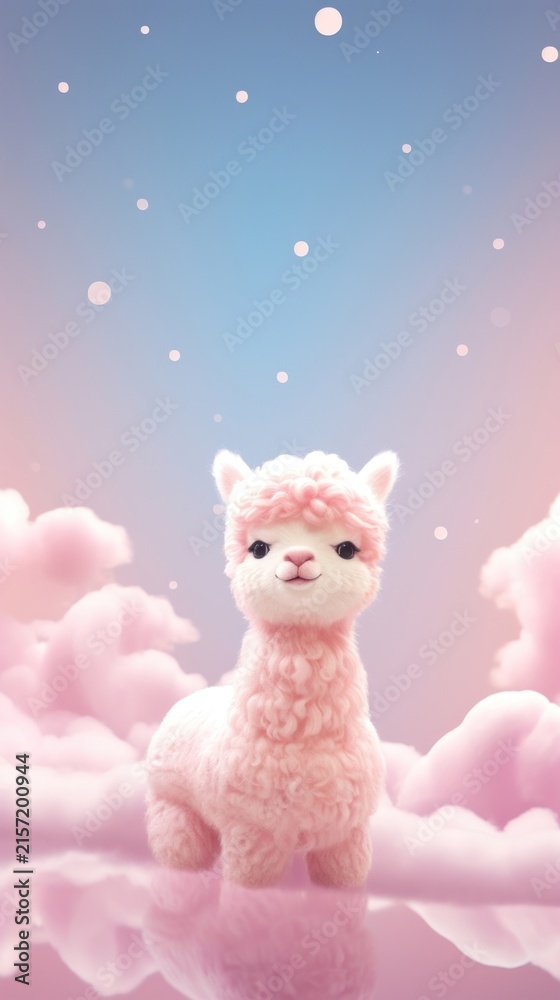 Naklejka premium Cute alpaca dreamy wallpaper animal cartoon mammal.