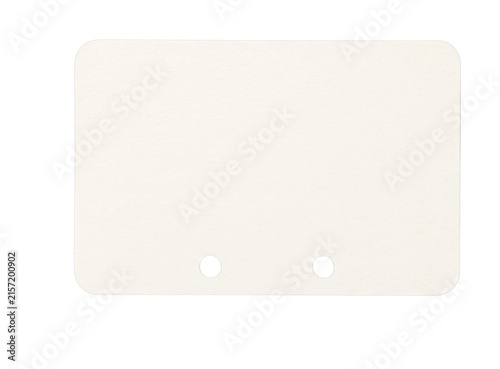 Fotografía Blank Rolodex card with rounded corners and two punched holes on a white backgro