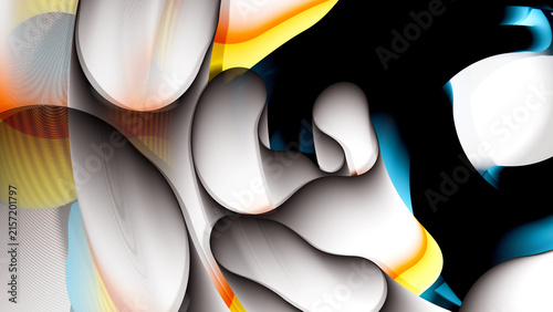 Cuadro en lienzo 3d render of abstract art, 3d background of surreal circles, ropes on a curve, w