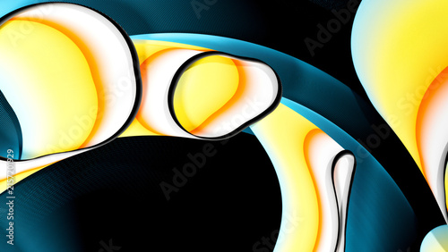 Foto 3d render of abstract art, 3d background of surreal circles, ropes on a curve, w