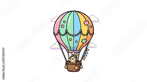 Hot air balloons isolated on PNG background.