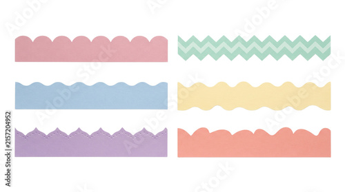 Decorative classroom border collection for bulletin boards, teacher displays, school projects and educational environments. Isolated on White background.