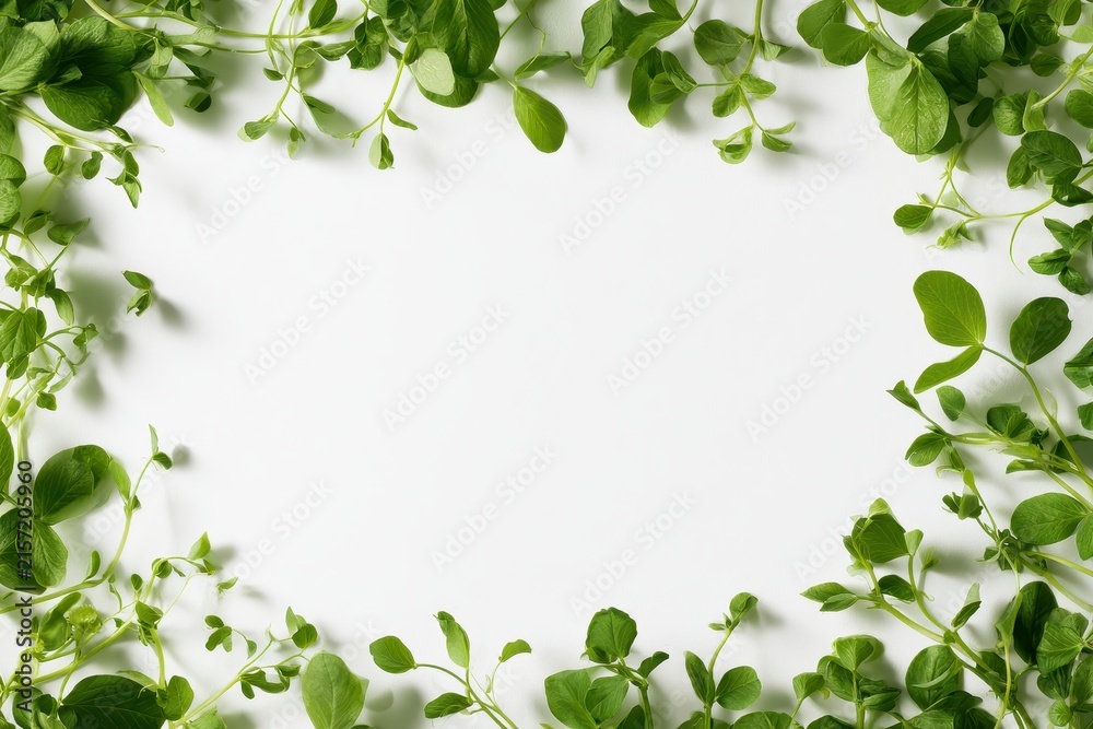 Fototapeta premium Bright botanical background featuring vibrant green foliage and generous copy space