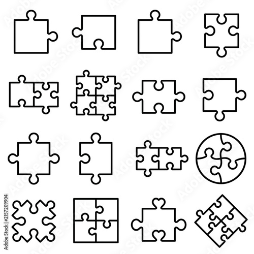 Jigsaw puzzle piece and connection icons.