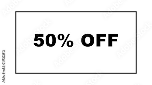 50% off promotional sale sign animation for retail marketing and e-commerce business advertising 4k discount