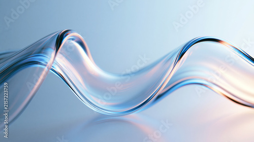Abstract Flowing Glass Wave with Reflections and Light