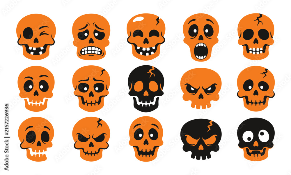 Fototapeta premium A collection of various stylized halloween bat icons featuring different wing shapes and poses for festive holiday design projects