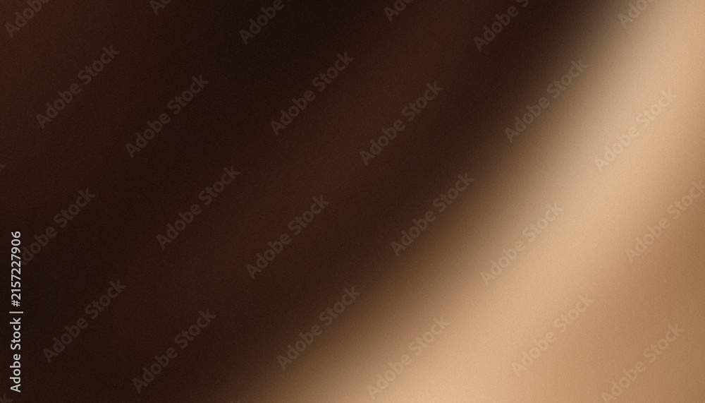 Fototapeta premium Abstract dark moody background with glowing warm copper light beam, dark chocolate brown and deep shadow smooth diagonal gradient and vintage grainy noise texture