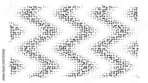 Abstract dark grey wave pattern made of small square pixels on a black background, digital texture for technology and data visuals