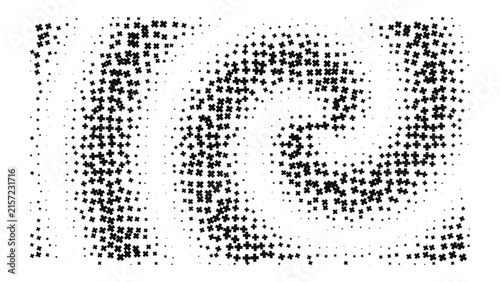Abstract black cross pattern on a transparent background, digital of a swirling vortex of small plus signs or symbols