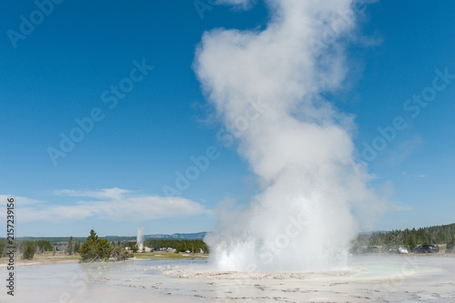 Eruption of the Great Fountain Geyser in Yellowstone National park.