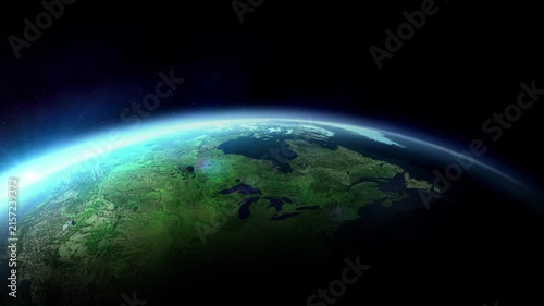 Sunrise over North America seen from space