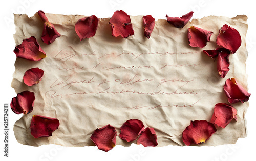 Elegant love letter written by hand on weathered paper representing romance passion affection nostalgia and meaningful personal communication Isolated on transparent background PNG