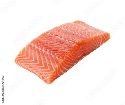 Fresh Raw Salmon Portion Fillet Isolated on White Background