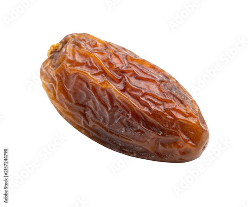Single Dried Date Fruit Isolated on White Background