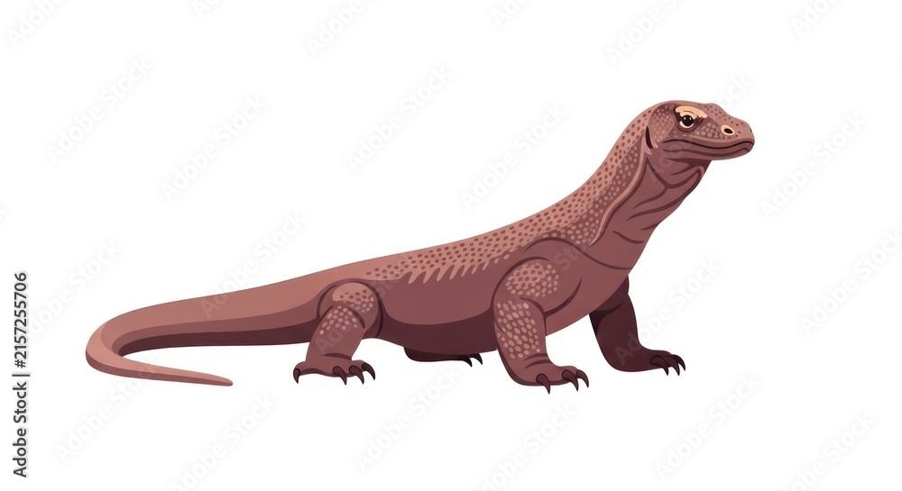 Fototapeta premium Komodo Dragon Lizard Reptile Illustration Isolated White Background Wildlife Animal