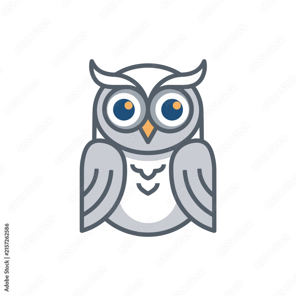 Fototapeta premium Stylized owl bird character illustration.