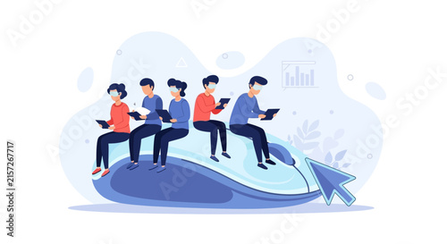 Diverse Group of People Engaging with Technology on a Giant Computer Mouse