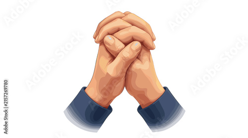 Closeup of praying hands with fingers interlocked and palms together in prayer