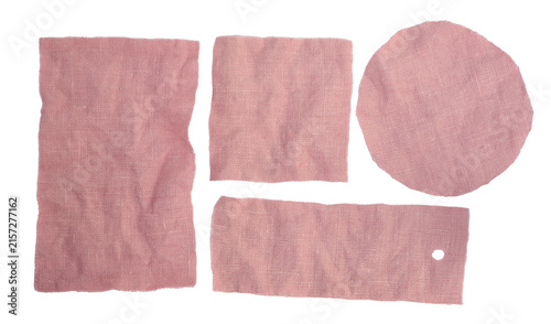 Pink Fabric Patches Isolated on White Background