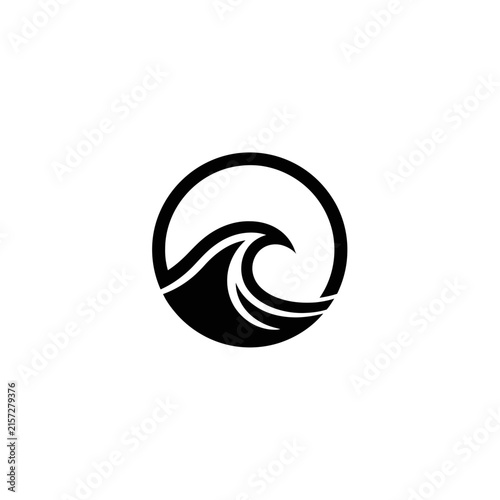Abstract wave logo in circle isolated