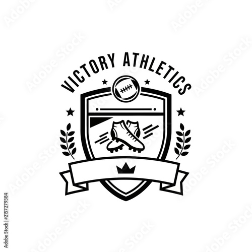 Athletic Crest Emblem with Cleats and Football
